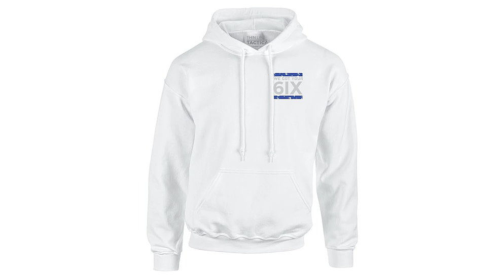 Thin Blue Line Hoodie - We Got Your 6ix, White - 6IX-H-WHITE-XXL