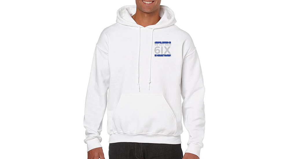 Thin Blue Line Hoodie - We Got Your 6ix, White - 6IX-H-WHITE-XXL