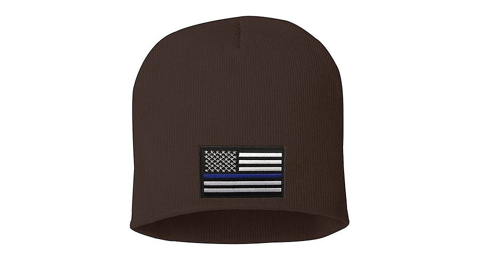 Thin Blue Line Knit Beanie 8 Inch, Brown - BEANIE-8INCH-TBL-BROWN