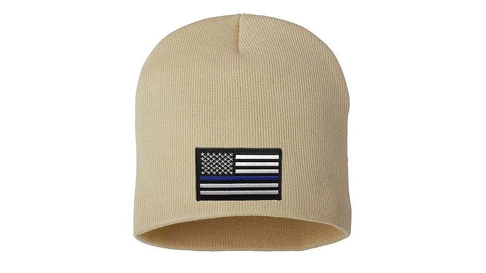 Thin Blue Line Knit Beanie 8 Inch, Desert - BEANIE-8INCH-TBL-DESERT