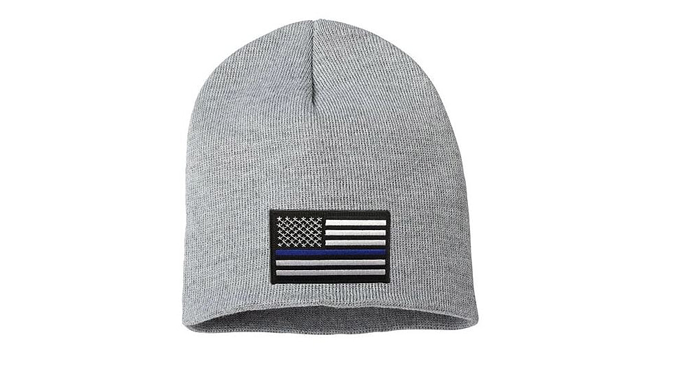 Thin Blue Line Knit Beanie 8 Inch, Gray - BEANIE-8INCH-TBL-GRAY