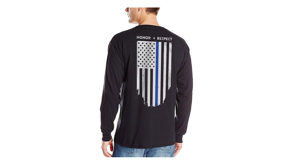 Thin Blue Line Flag Long Sleeve Shirt - Mens, Medium, Black, TBL-L-BLACK-MEDIUM