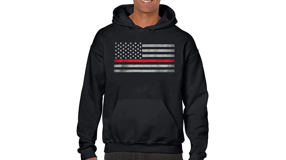 Thin Blue Line Men's Hoodie - Classic Thin Red Line - RFLG-H-BIG-LOGO-BLACK-XXL