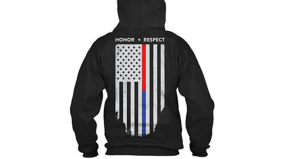 Thin Blue Line Men's Hoodie - Honor Respect Dual Line - MENS-H-HONOR-DUAL-BLACK-XXL