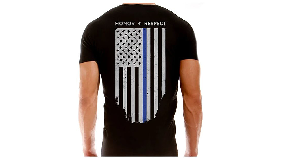 Thin Blue Line Men's T-shirt - Chicago Flag, Black - CHIC-BLACK-XXL