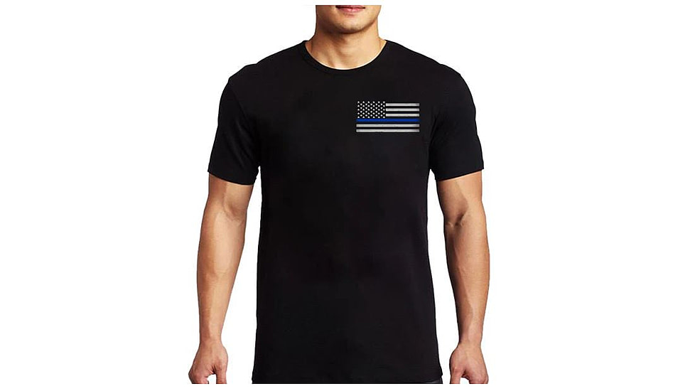Thin Blue Line Men's - T-shirt - Flag, Black - MEN-TBL-SMALL-LOGO-BLACK-XXL
