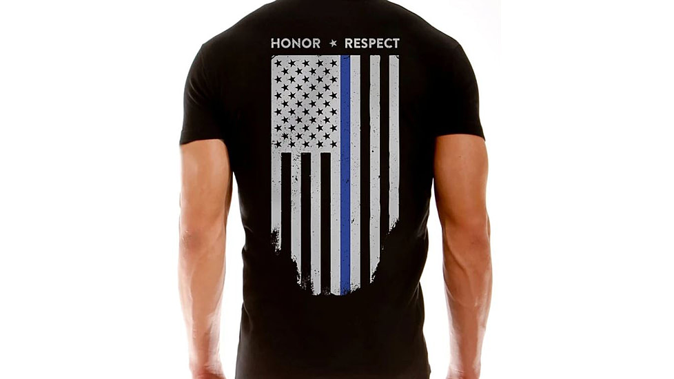 Thin Blue Line Men's T-shirt - Flag - Honor &amp; Respect, Thin Blue Line - TBL-BLACK-XXL