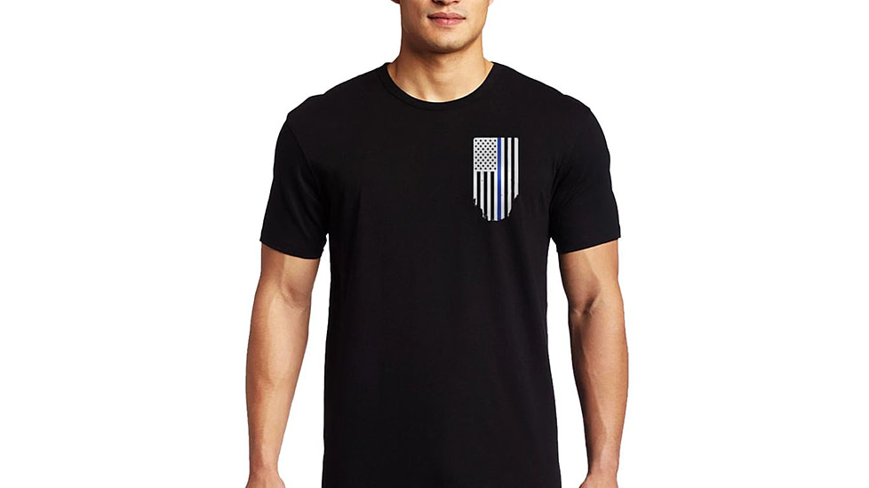 Thin Blue Line Men's T-shirt - Flag - Honor &amp; Respect, Thin Blue Line - TBL-BLACK-XXL