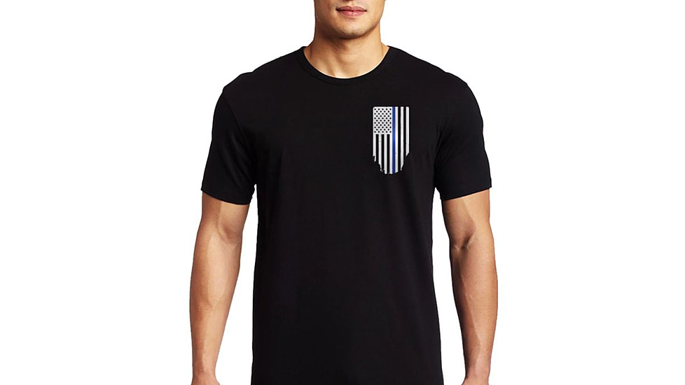 Thin Blue Line Men's T-shirt - Flag, Thin Blue Line, 5XL - TBL-BLACK-5XL