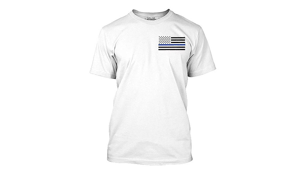 Thin Blue Line Men's - T-shirt - Flag, White - MEN-TBL-SMALL-LOGO-WHITE-XXL