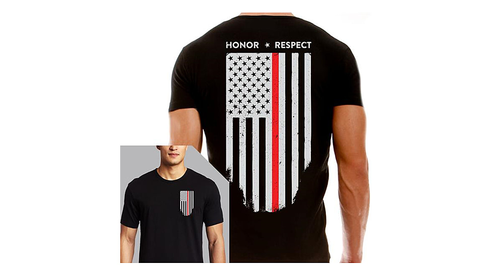 Thin Blue Line Flag - Honor &amp; Respect T-Shirt - Mens, 3XL, Thin Red Line, TRL-BLACK-XXXL