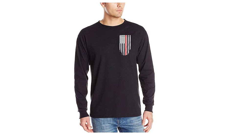 Thin Blue Line Men's - Thin Red Line Flag Long Sleeve T-shirt - TRL-LS-BLACK-XXL
