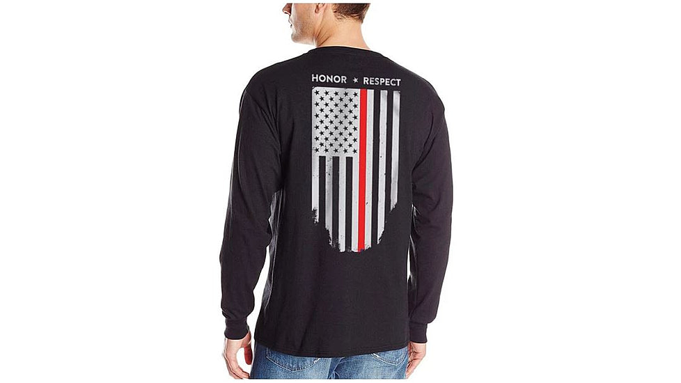 Thin Blue Line Men's - Thin Red Line Flag Long Sleeve T-shirt - TRL-LS-BLACK-XXL