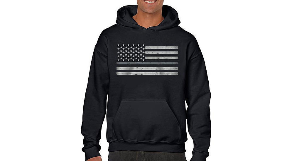 Thin Blue Line Mens Hoodie - Classic Thin Silver Line - MEN-H-CLASSIC-TSL-BLACK-LARGE