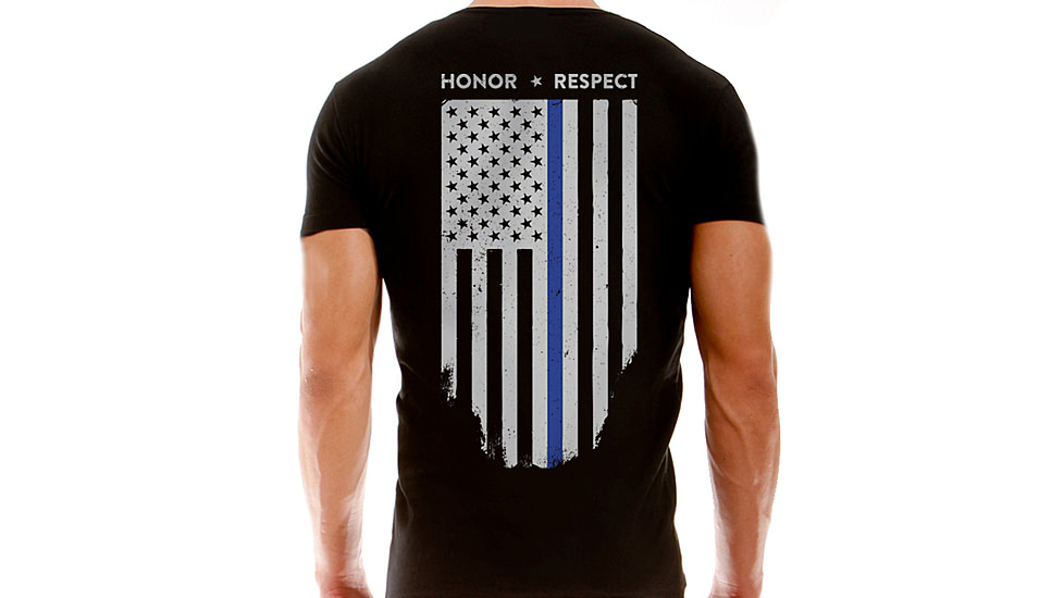 Thin Blue Line Mens T-shirt - Chicago Flag, Black - CHIC-BLACK-XXXL