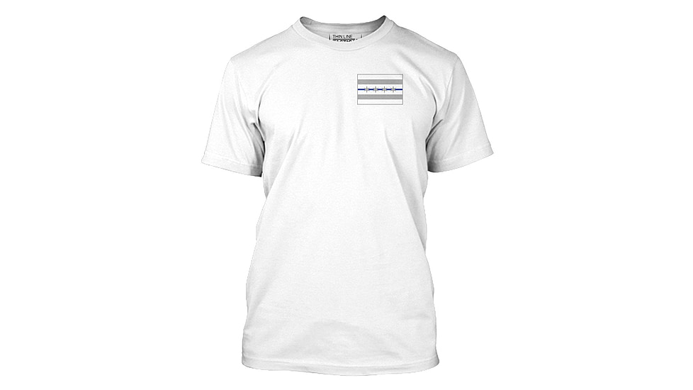 Thin Blue Line Mens T-shirt - Chicago Flag, White - CHIC-WHITE-XXXL