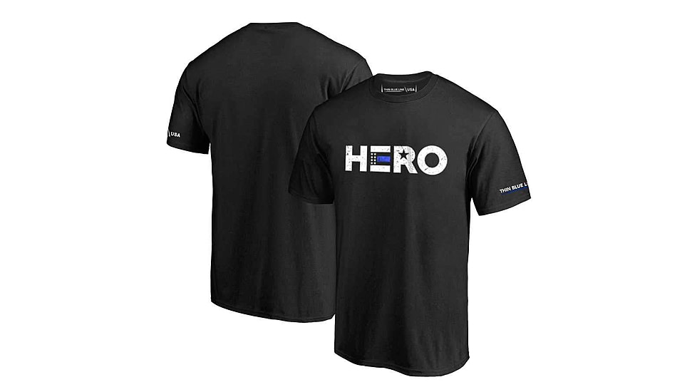 Thin Blue Line Mens T-shirt, Hero - Usa - HERO-TBL-SHIRT-BLK-L