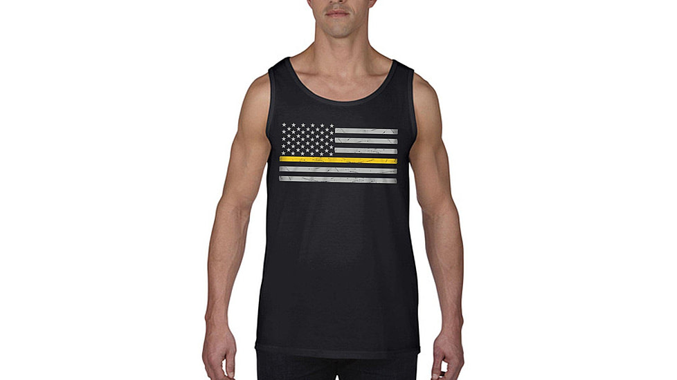 Thin Blue Line Mens - Tank Classic Thin Gold Line - MEN-TANK-CLASSIC-GOLD-BLACK-SMALL