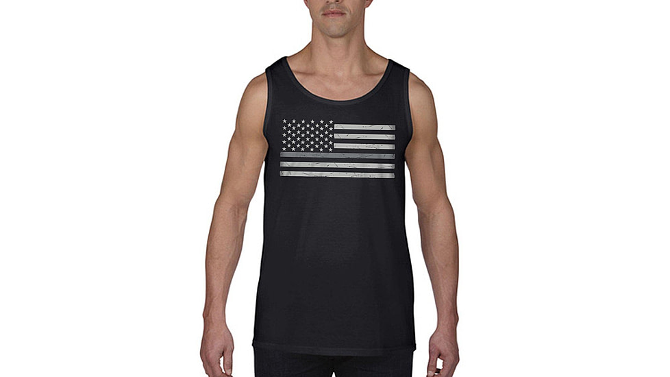 Thin Blue Line Mens - Tank Classic Thin Silver Line - MEN-TANK-CLASSIC-SILVER-BLACK-LARGE