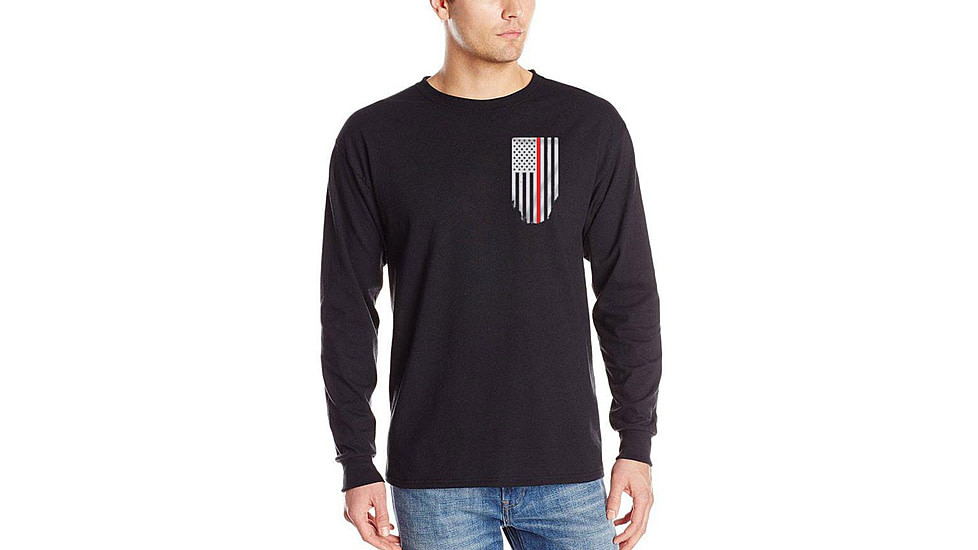 Thin Blue Line Mens - Thin Red Line Flag Long Sleeve T-shirt - TRL-LS-BLACK-LARGE
