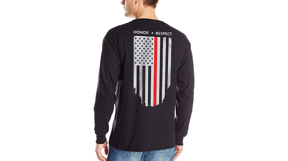 Thin Blue Line Mens - Thin Red Line Flag Long Sleeve T-shirt - TRL-LS-BLACK-LARGE