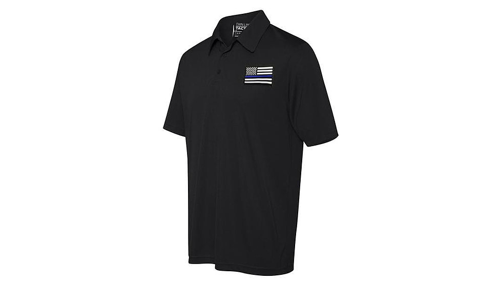 Thin Blue Line Polyester Sport Polo - Flag, Black - TBL-POLO-SPORT-XXXL