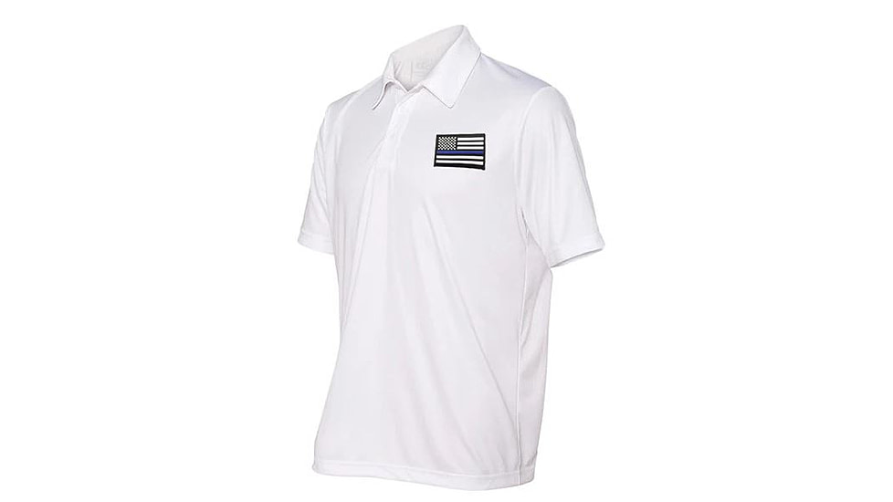 Thin Blue Line Polyester Sport Polo - Flag, White - TBL-POLO-SPORT-WHITE-XXL