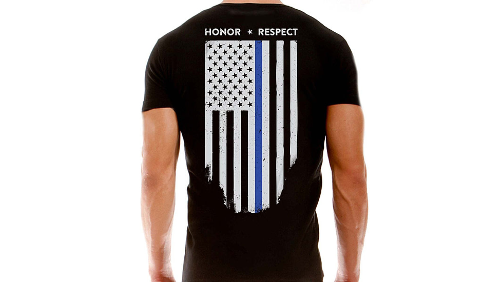 Thin Blue Line Polyester T-shirt - Honor/respect - POLY-HONOR-BLACK-XXXL
