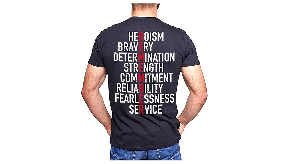 Thin Blue Line Shirt - Remember, Thin Red Line - REMEMBER-TRL-SHIRT-BLACK-2XL