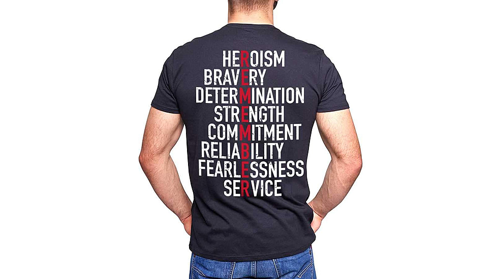 Thin Blue Line Shirt - Remember, Thin Red Line - REMEMBER-TRL-SHIRT-BLACK-L