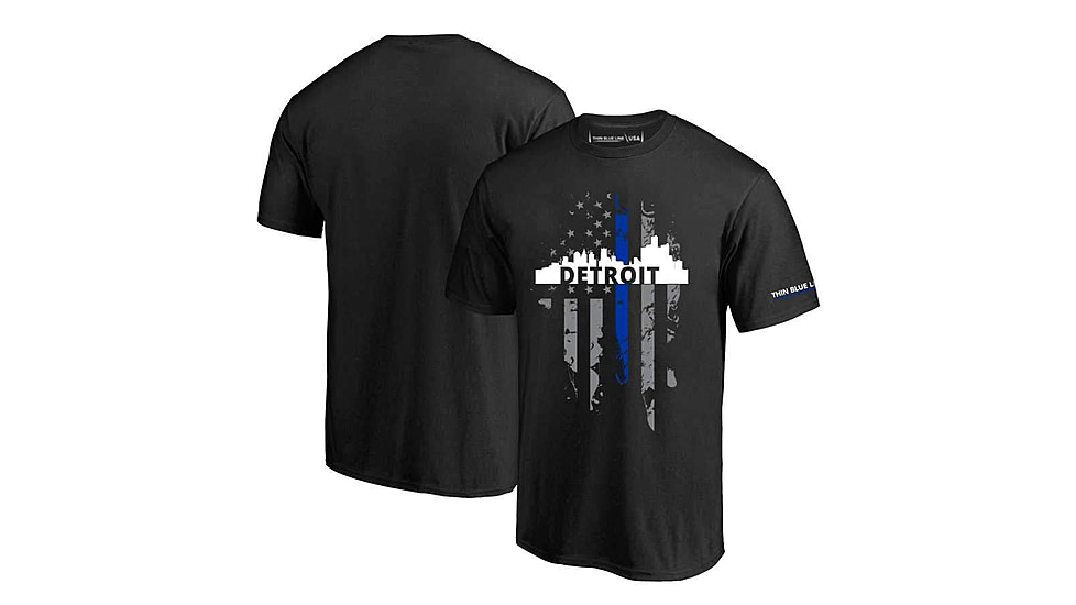 Thin Blue Line T-shirt - Detroit Large, - DETROIT-LRG-TBL-SHIRT-BLK-L