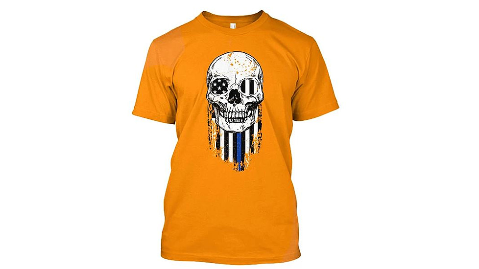 Thin Blue Line T-shirt - Halloween Thin Blue Line, Orange - TBL-HALO-ORG-XXL