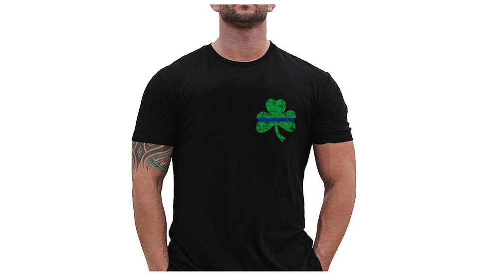 Thin Blue Line T-shirt, Small Shamrock, - STPAT-SM-TBL-SHIRT-BLACK-XXL