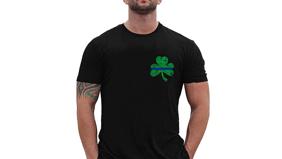Thin Blue Line T-shirt, Small Shamrock, - STPAT-SM-TBL-SHIRT-BLACK-LARGE