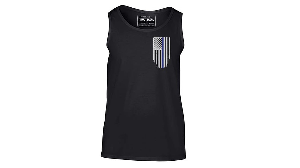 Thin Blue Line Tank - American Flag - Honor &amp; Respect, Black - TBL-TANK-BLACK-XXL