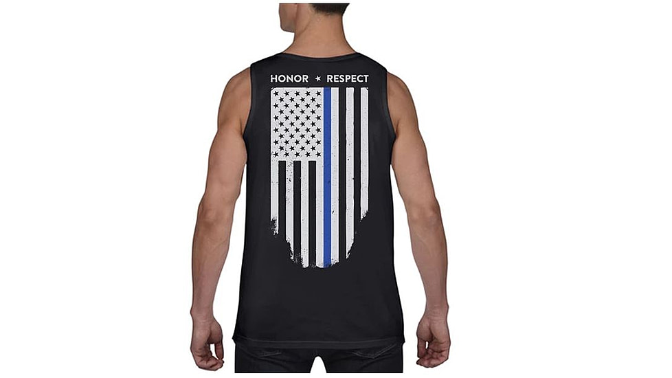 Thin Blue Line Tank - American Flag - Honor &amp; Respect, Black - TBL-TANK-BLACK-XXL