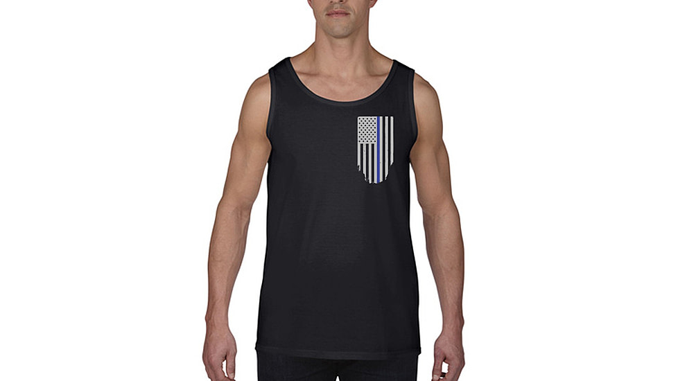 Thin Blue Line Tank - American Flag - Honor &amp; Respect, Black - TBL-TANK-BLACK-XXXL