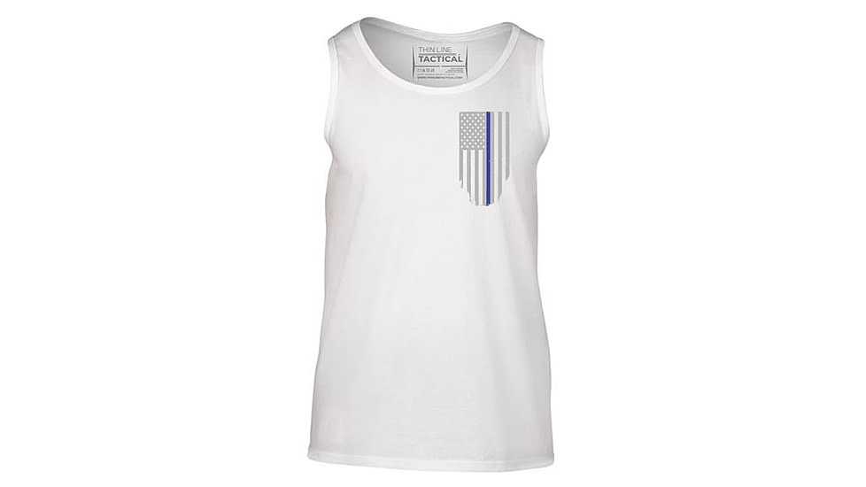 Thin Blue Line Tank - American Flag - Honor &amp; Respect, White - TBL-TANK-WHITE-XXL