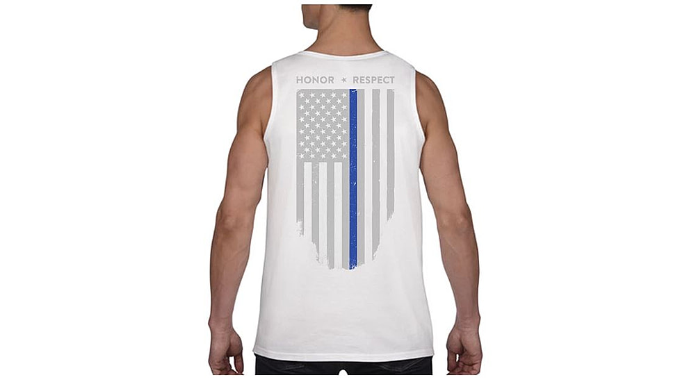 Thin Blue Line Tank - American Flag - Honor &amp; Respect, White - TBL-TANK-WHITE-XXL