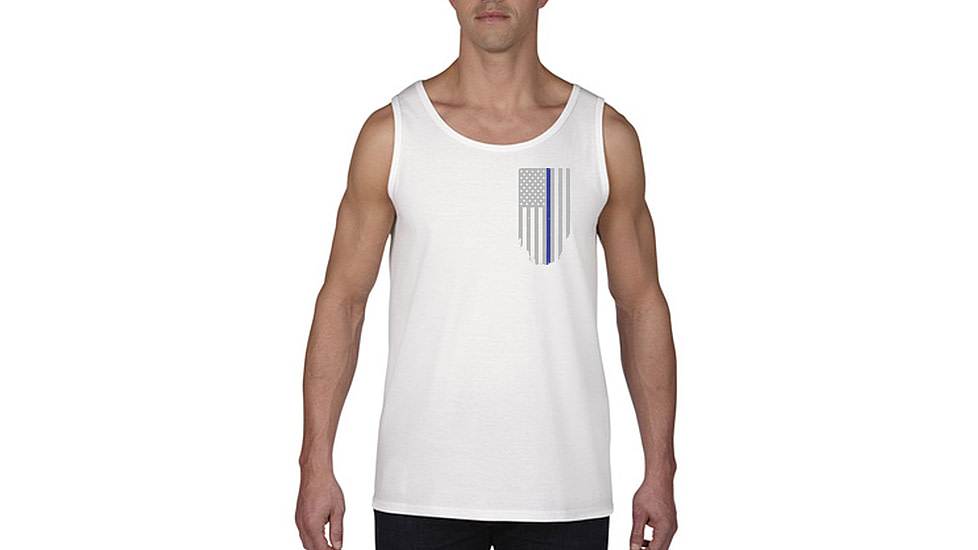 Thin Blue Line Tank - American Flag - Honor &amp; Respect, White - TBL-TANK-WHITE-XXXL