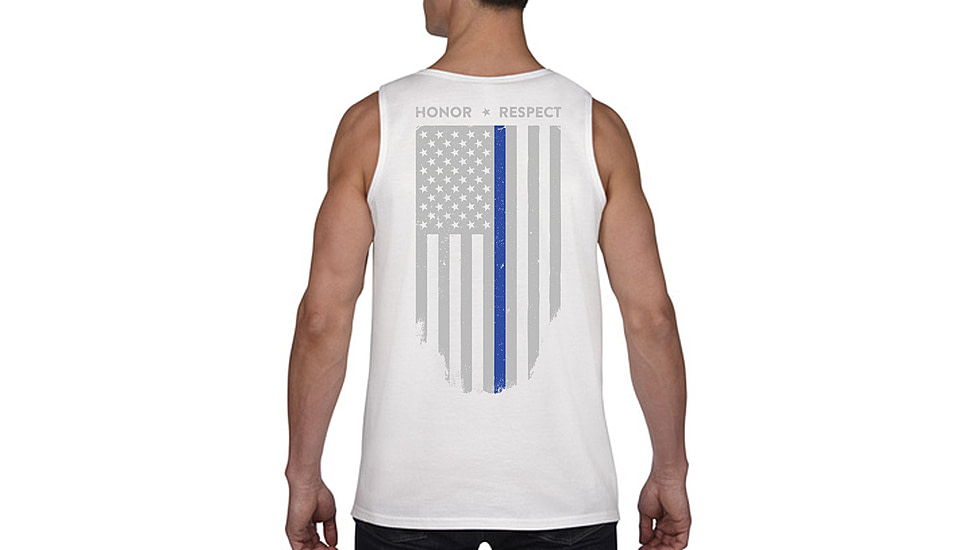 Thin Blue Line Tank - American Flag - Honor &amp; Respect, White - TBL-TANK-WHITE-XXXL