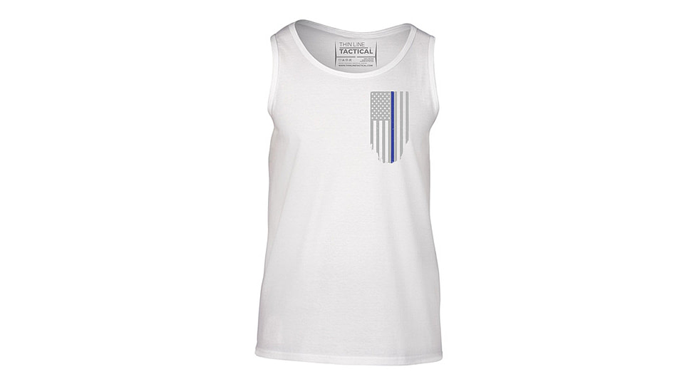 Thin Blue Line Tank - American Flag - Honor &amp; Respect, White - TBL-TANK-WHITE-XXXL
