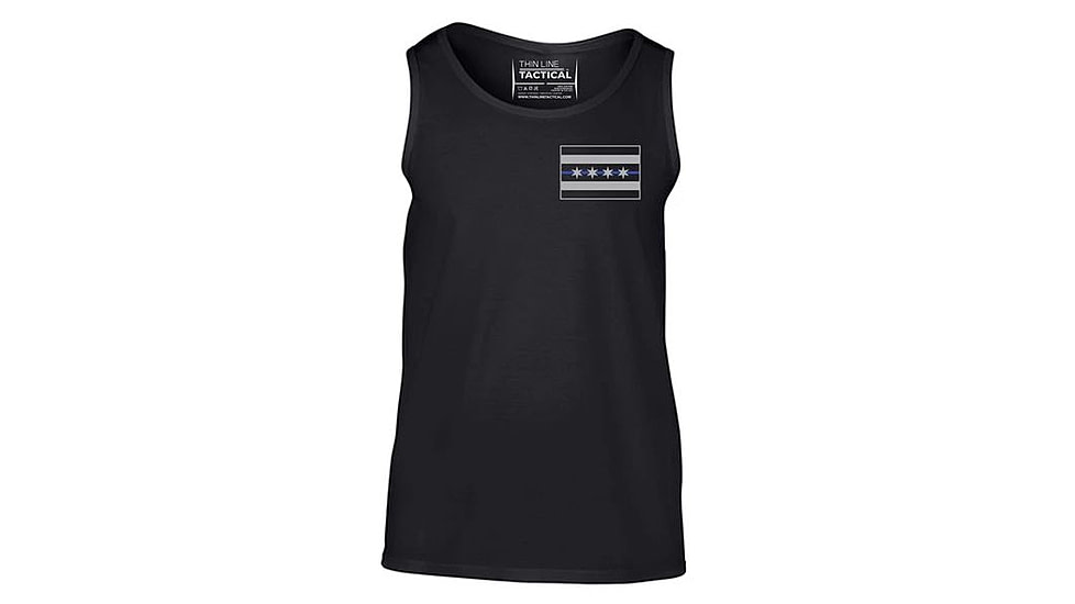 Thin Blue Line Tank - Chicago Flag, Black - CHIC-TANK-BLACK-XXL