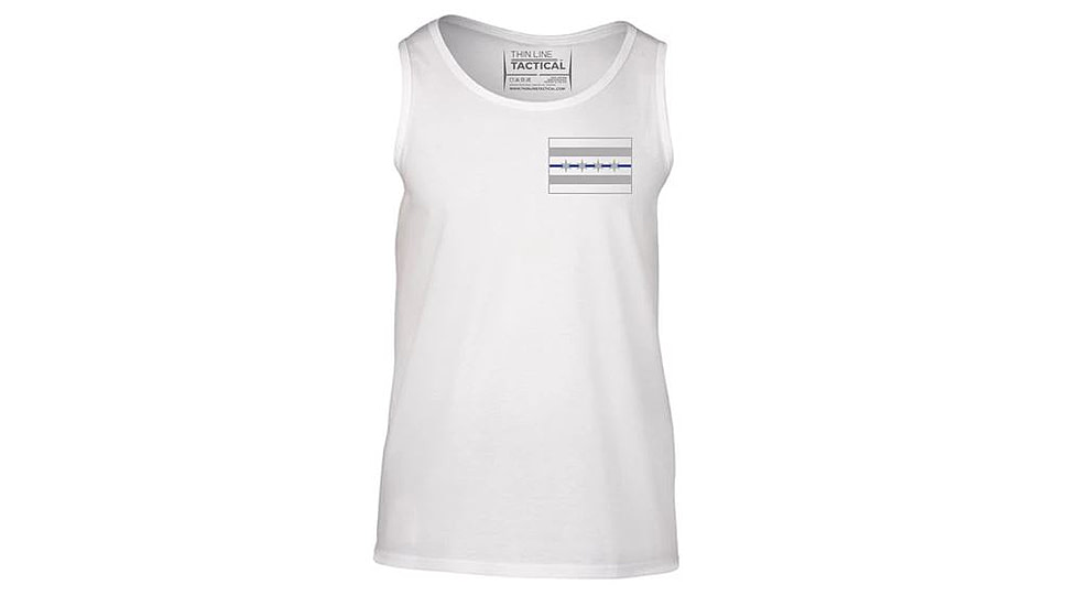 Thin Blue Line Tank - Chicago Flag, White - CHIC-TANK-WHITE-XXL