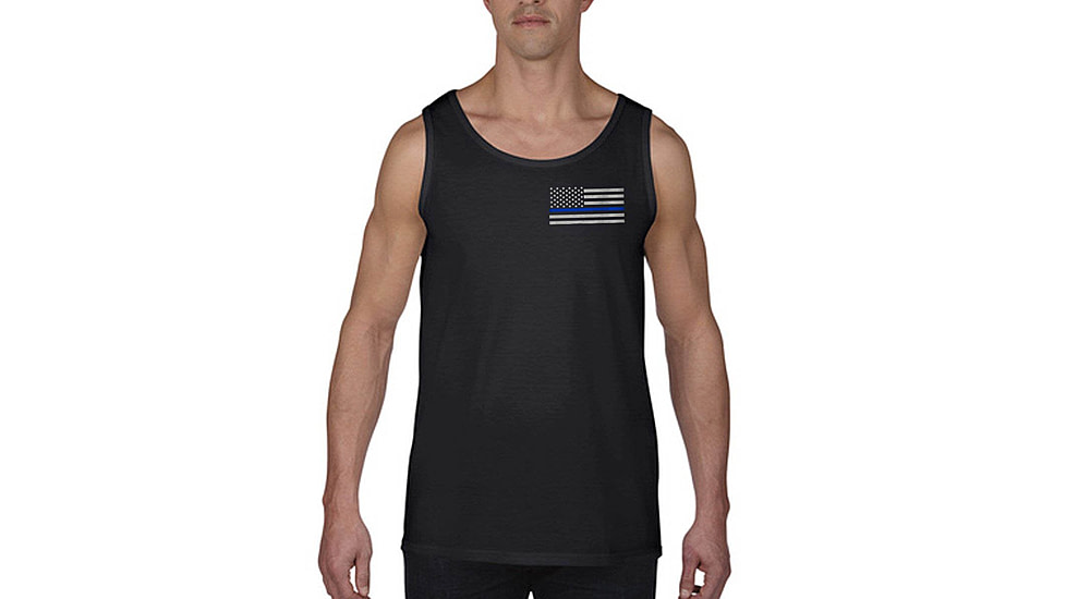 Thin Blue Line Tank - Flag, Black - MEN-TANK-TBL-SMALL-LOGO-BLACK-LARGE
