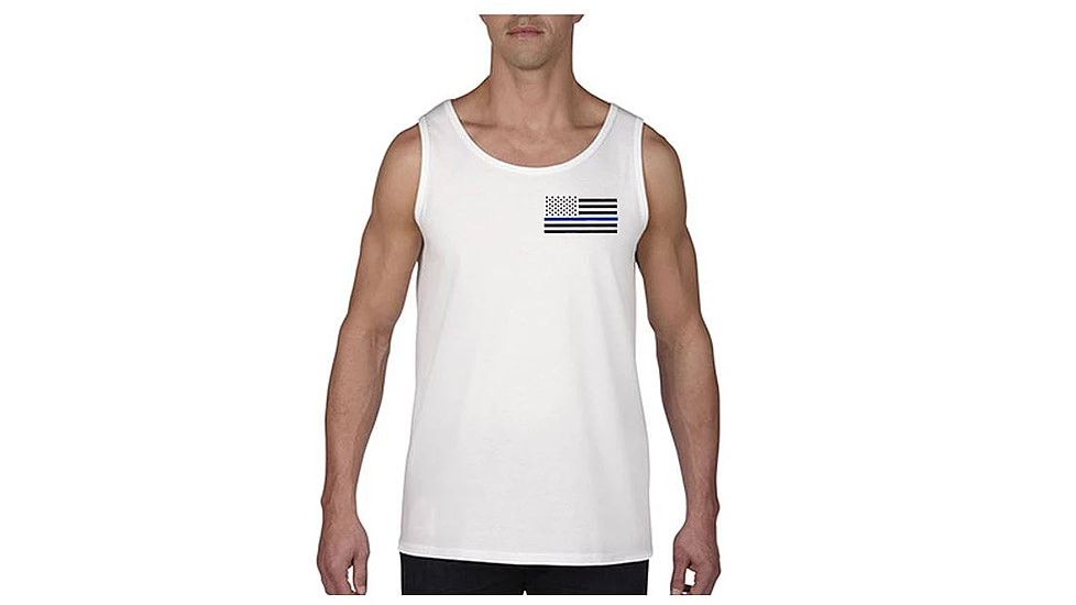 Thin Blue Line Tank - Flag, White - MEN-TANK-TBL-SMALL-LOGO-WHITE-XXL