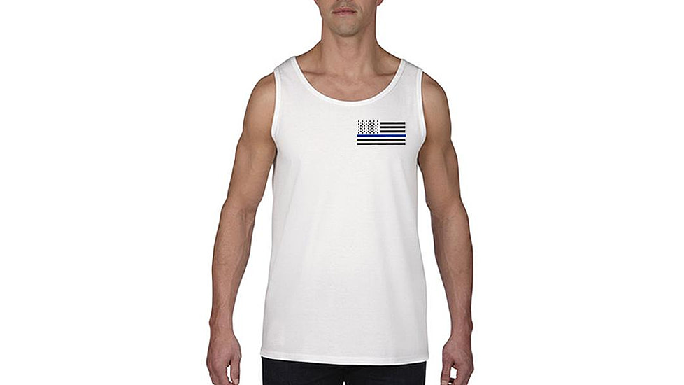 Thin Blue Line Tank - Flag, White - MEN-TANK-TBL-SMALL-LOGO-WHITE-LARGE