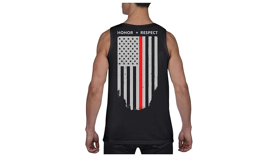 Thin Blue Line Tank - Thin Red Line American Flag - Honor &amp; Respect, Black - TRL-TANK-BLACK-XXL