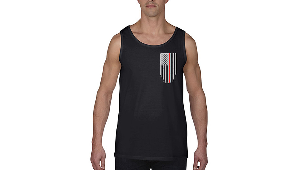 Thin Blue Line Tank - Thin Red Line American Flag - Honor &amp; Respect, Black - TRL-TANK-BLACK-L