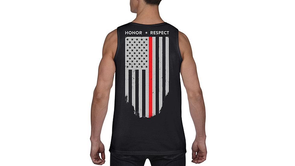 Thin Blue Line Tank - Thin Red Line American Flag - Honor &amp; Respect, Black - TRL-TANK-BLACK-L